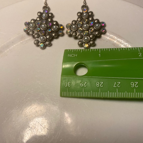 ๐ Tara Designs 925 sterling silver stamped hooks, silver tone cross earrings. - Picture 5 of 6